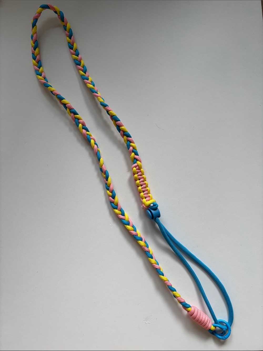 Braided Multicolor Phone Lanyard - Pink, Yellow & Blue